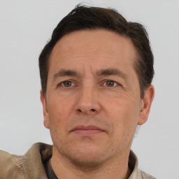 Neutral white adult male with short  brown hair and brown eyes