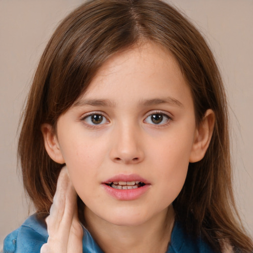 Neutral white child female with medium  brown hair and brown eyes