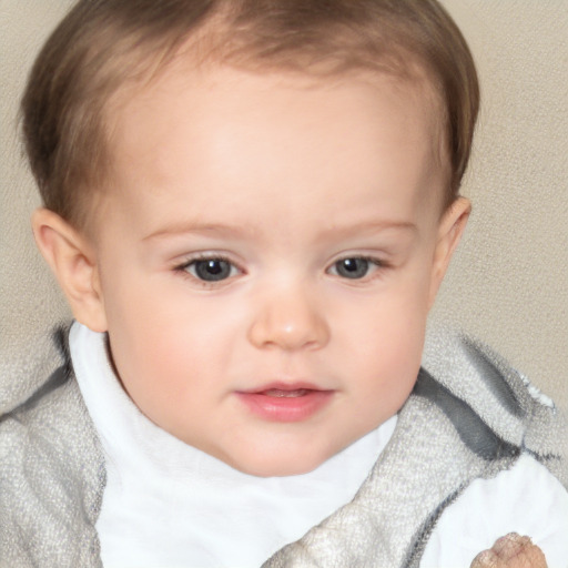 Neutral white child female with short  brown hair and brown eyes