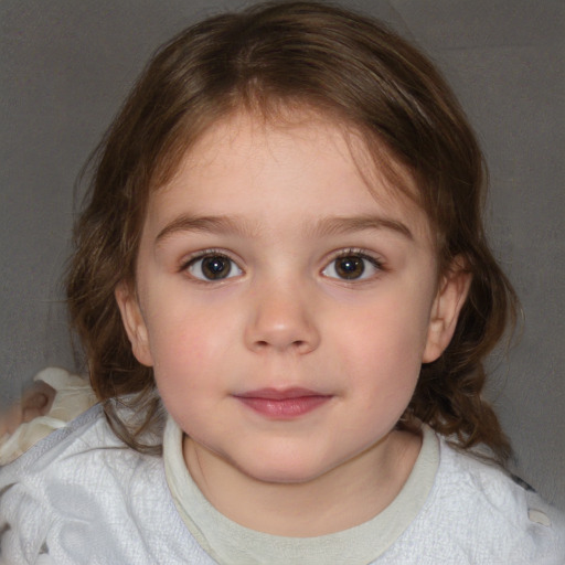 Neutral white child female with medium  brown hair and brown eyes