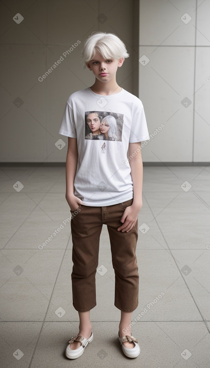 Caucasian teenager boy with  white hair