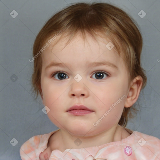 Neutral white child female with medium  brown hair and brown eyes