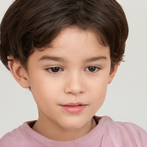 Neutral white child female with short  brown hair and brown eyes