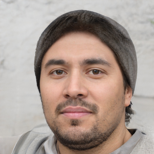 Neutral white young-adult male with short  black hair and brown eyes
