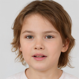 Neutral white child female with medium  brown hair and brown eyes