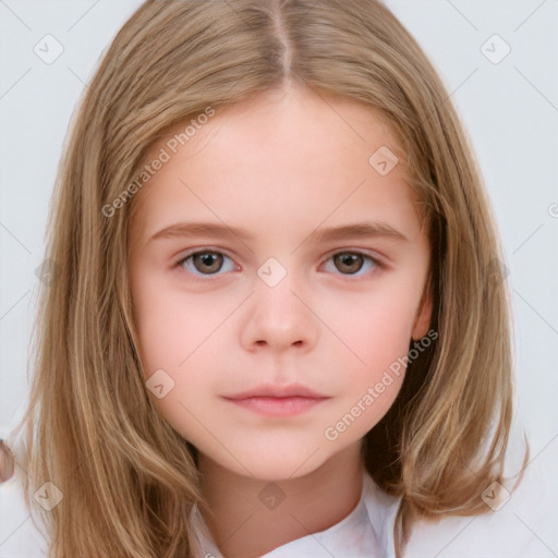 Neutral white child female with medium  brown hair and brown eyes