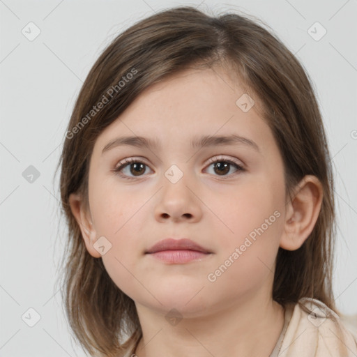 Neutral white child female with medium  brown hair and brown eyes