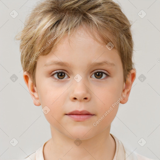 Neutral white child male with short  brown hair and brown eyes