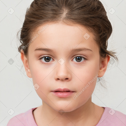 Neutral white child female with medium  brown hair and brown eyes