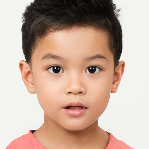 Neutral white child male with short  brown hair and brown eyes