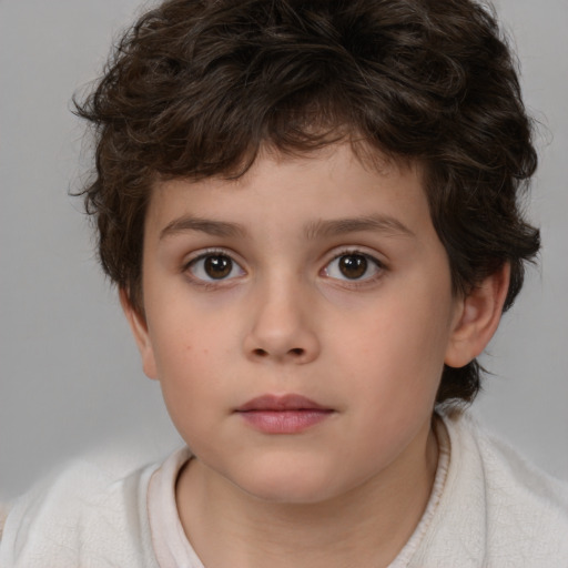 Neutral white child male with short  brown hair and brown eyes