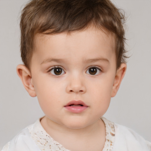 Neutral white child male with short  brown hair and brown eyes