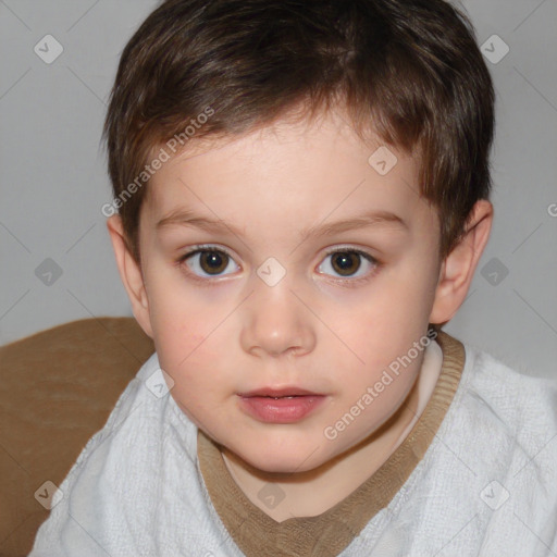 Neutral white child male with short  brown hair and brown eyes