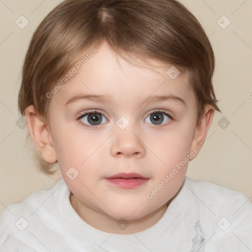 Neutral white child female with medium  brown hair and brown eyes