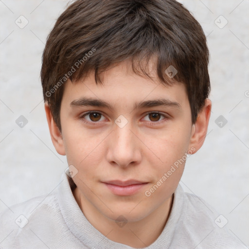 Neutral white child male with short  brown hair and brown eyes