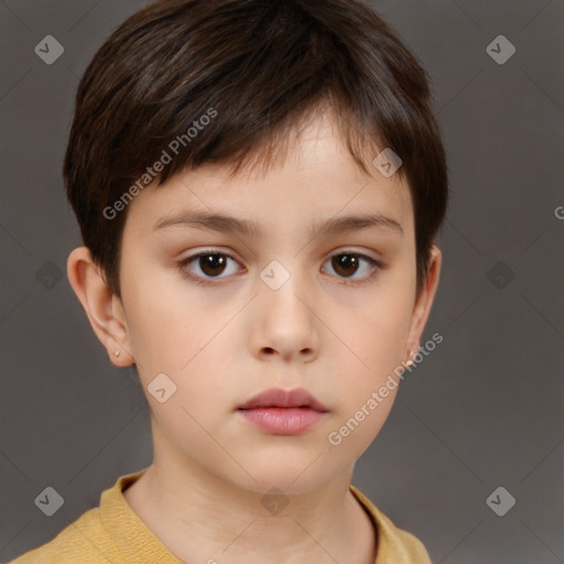 Neutral white child male with short  brown hair and brown eyes