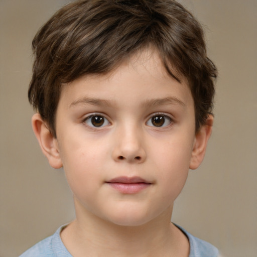 Neutral white child male with short  brown hair and brown eyes