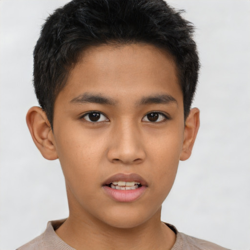 Neutral asian young-adult male with short  brown hair and brown eyes