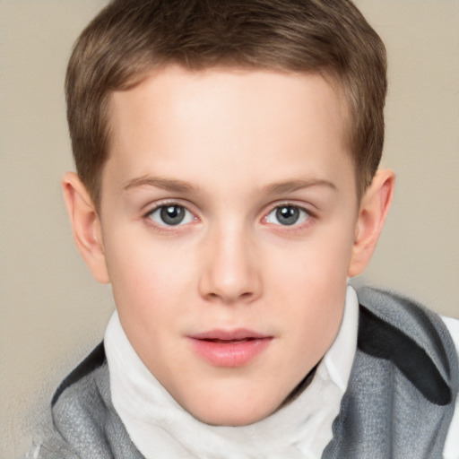 Neutral white child male with short  brown hair and brown eyes