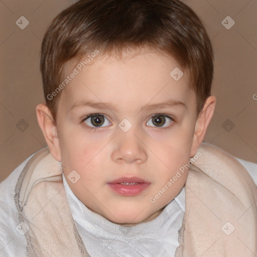 Neutral white child male with short  brown hair and brown eyes