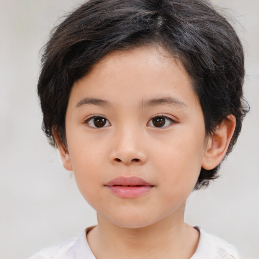 Neutral white child female with medium  brown hair and brown eyes