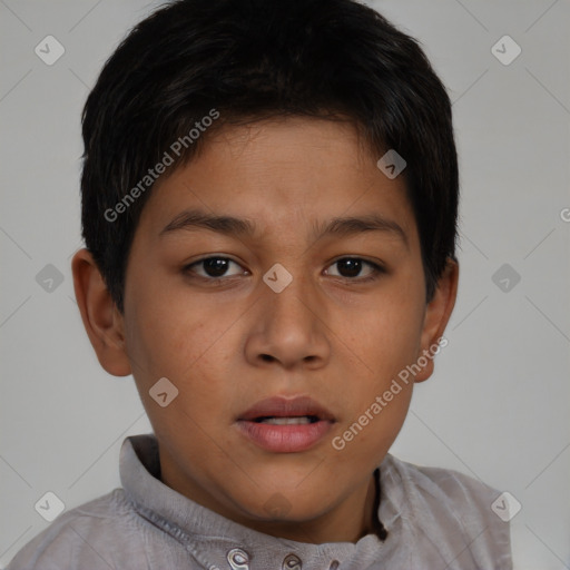 Neutral asian young-adult female with short  brown hair and brown eyes