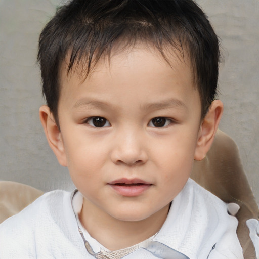 Neutral white child male with short  brown hair and brown eyes