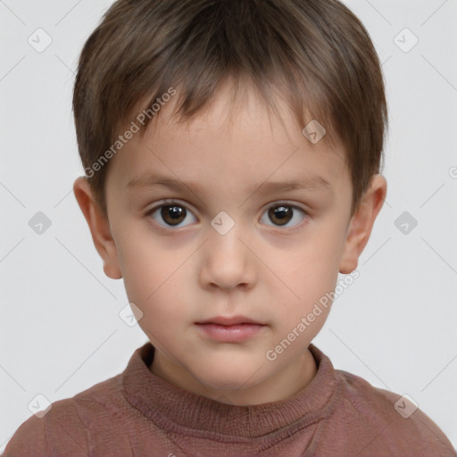 Neutral white child male with short  brown hair and brown eyes