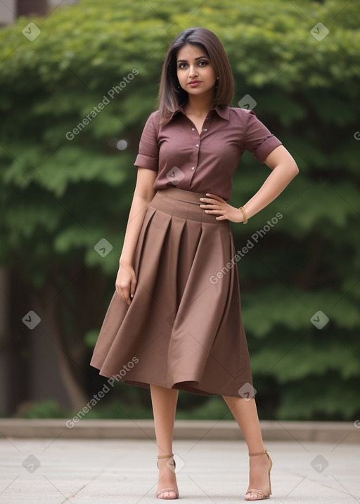 Indian adult female with  brown hair