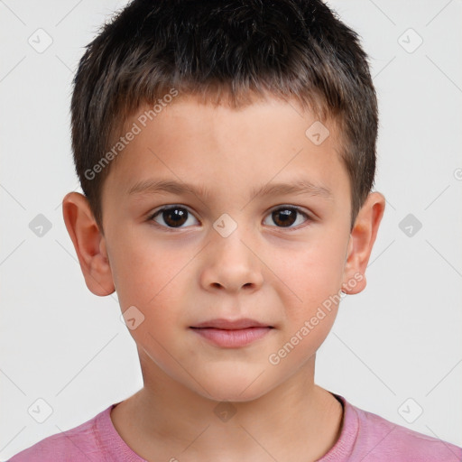 Neutral white child male with short  brown hair and brown eyes