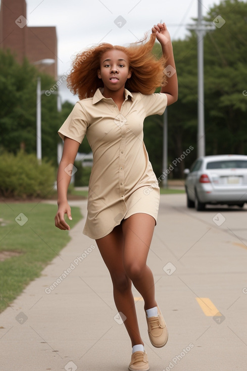 African american teenager girl with  ginger hair