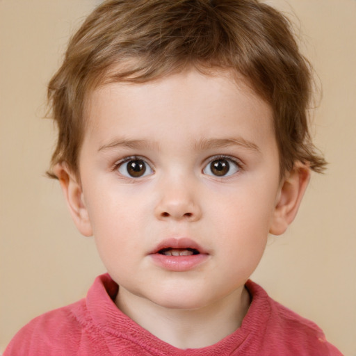 Neutral white child male with short  brown hair and brown eyes