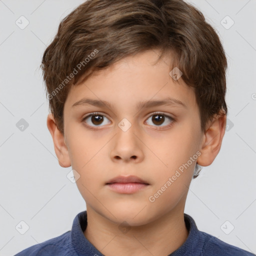 Neutral white child male with short  brown hair and brown eyes