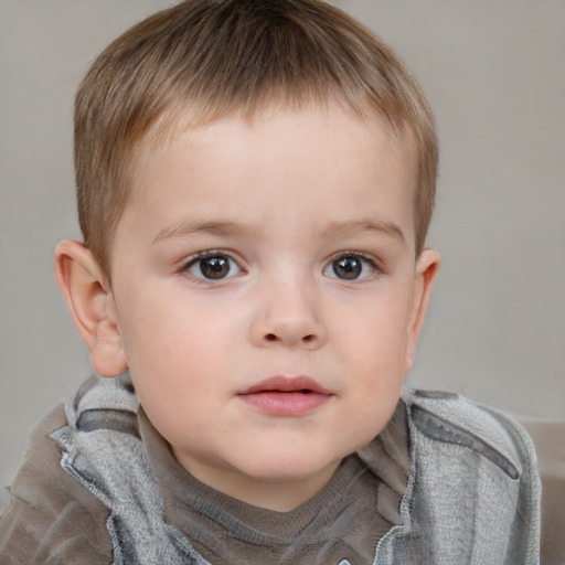 Neutral white child male with short  brown hair and brown eyes