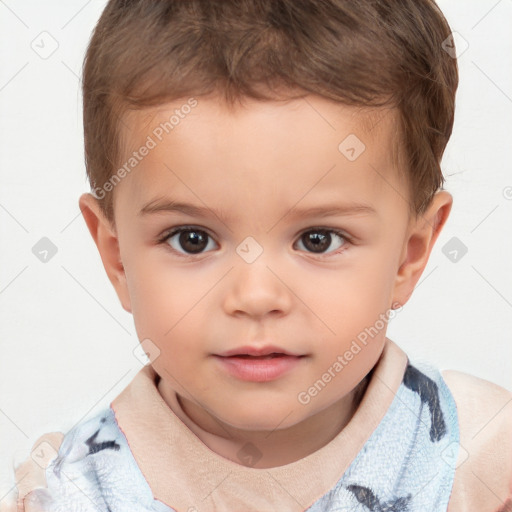 Neutral white child male with short  brown hair and brown eyes