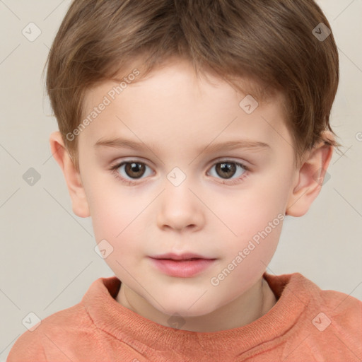 Neutral white child male with short  brown hair and brown eyes