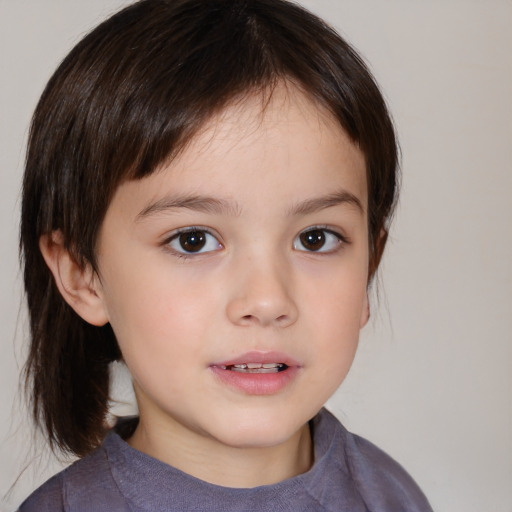 Neutral white child female with medium  brown hair and brown eyes