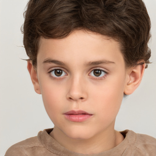 Neutral white child male with short  brown hair and brown eyes