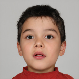 Neutral white child male with short  brown hair and brown eyes