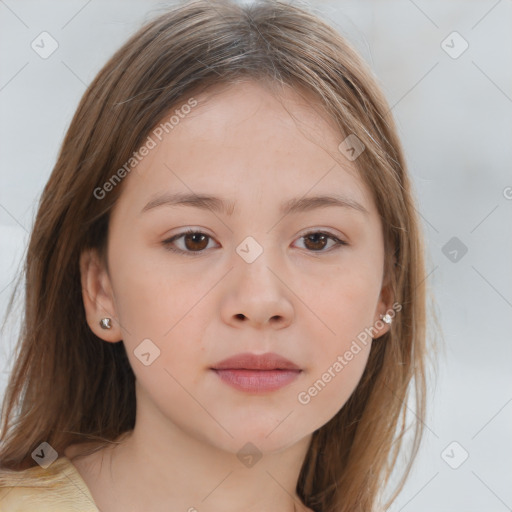 Neutral white child female with medium  brown hair and brown eyes