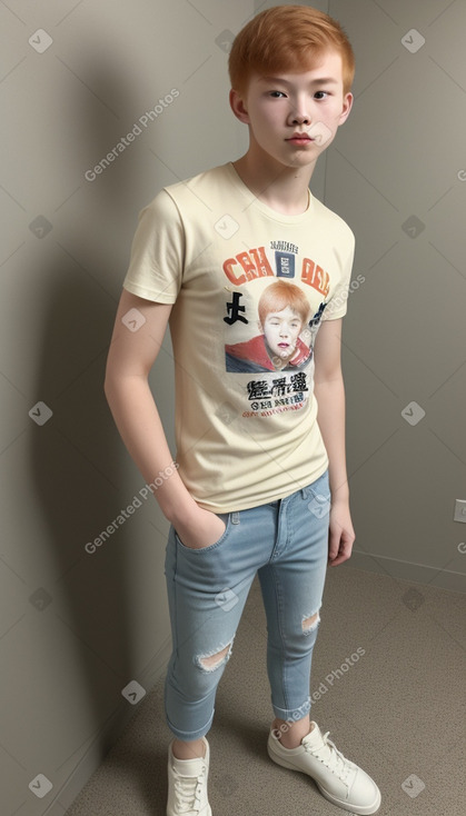 Chinese teenager boy with  ginger hair