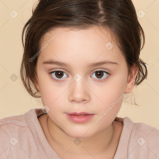 Neutral white child female with medium  brown hair and brown eyes