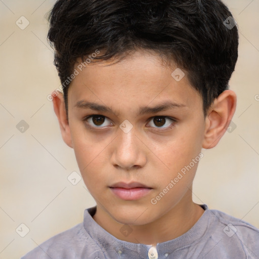 Neutral white child male with short  brown hair and brown eyes