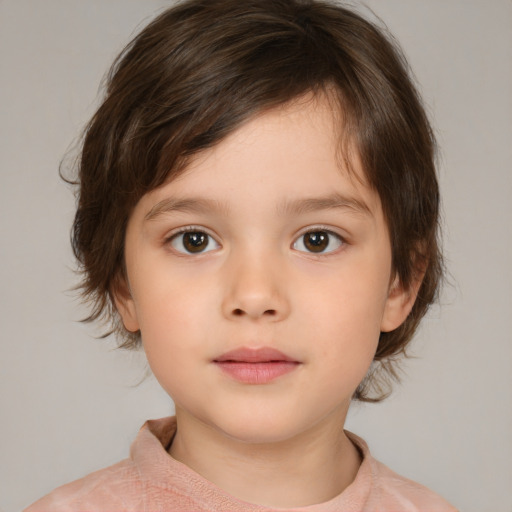 Neutral white child female with medium  brown hair and brown eyes