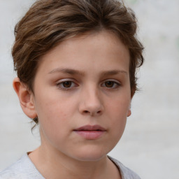 Neutral white child female with short  brown hair and brown eyes