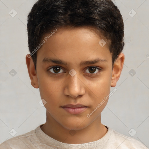 Neutral white child male with short  brown hair and brown eyes