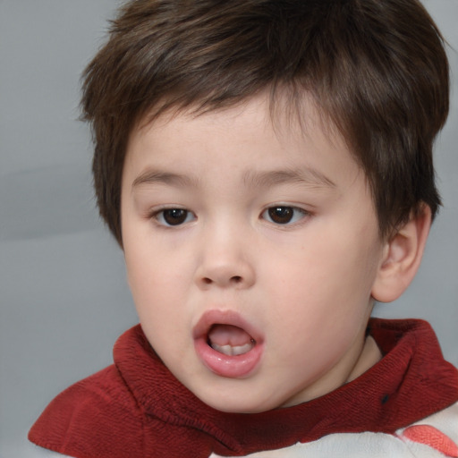 Neutral white child male with short  brown hair and brown eyes