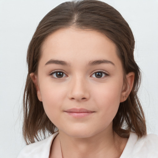 Neutral white child female with medium  brown hair and brown eyes