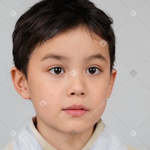 Neutral white child male with short  brown hair and brown eyes