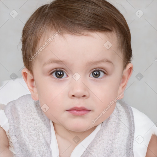 Neutral white child female with short  brown hair and brown eyes